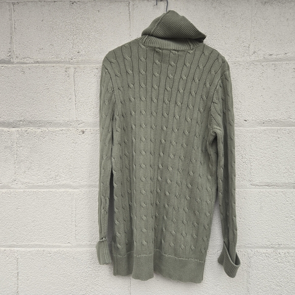 Ralph Lauren Sport Cable Knit Turtleneck Tunic Sweater Green Women ● L - Picture 4 of 4